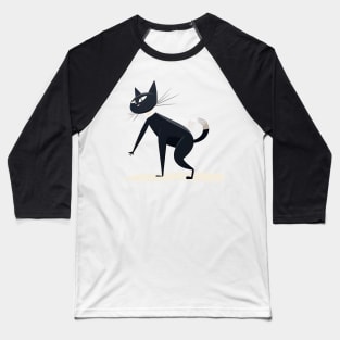 Funny Dancing Black Cat Baseball T-Shirt